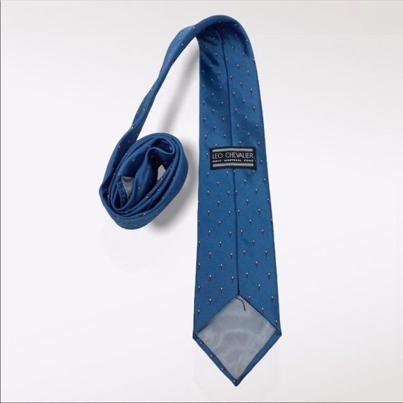 VINTAGE LEO CHEVALIER | Blue Polyester Tie - Picture 5 of 5